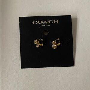 Coach Gold and Crystal Hoop Earrings